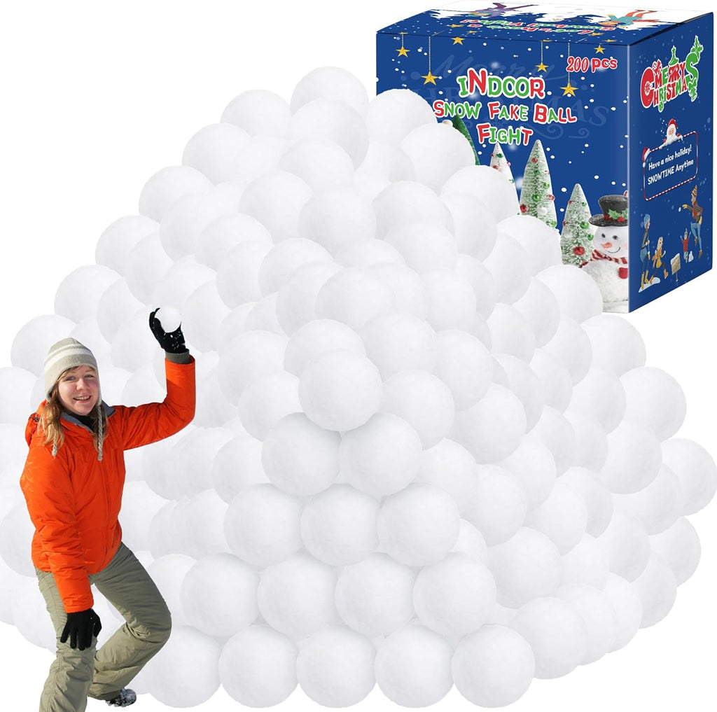 Skiennix 200 Pack Snow Balls - Soft Plush Indoor/Outdoor Winter Game & Christmas Decor