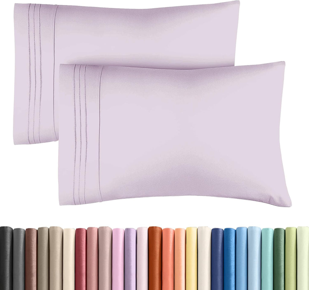 Skiennix Queen Pillow Cases Set of 2 | Ultra Soft Hotel Quality | Wrinkle-Free & Fade Resistant - Light Lavender