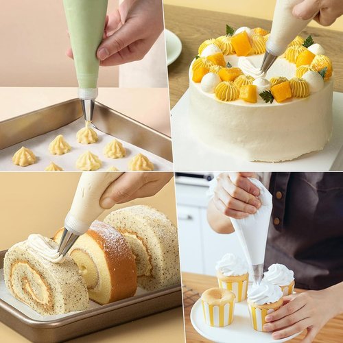129Pcs Piping Bags Set by [Brand Name] - 100 Disposable 12-Inch Tipless Bags & 7 Frosting Tips for Cake Decorating