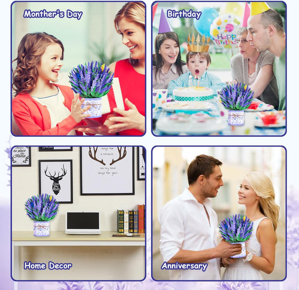 ROBBEAR 3D Lavender Bouquet Pop-Up Card - Perfect Greeting Card for Birthdays, Anniversaries & More