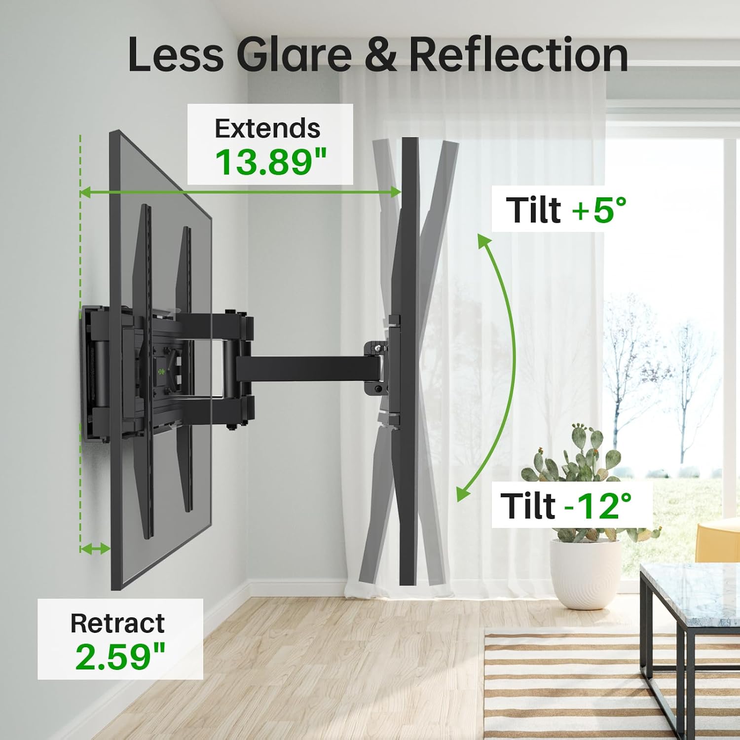 USX MOUNT Full Motion TV Wall Mount - Fits 32-70 Inch TVs Up to 99 lbs | Tilting Design for Flat & Curved Screens