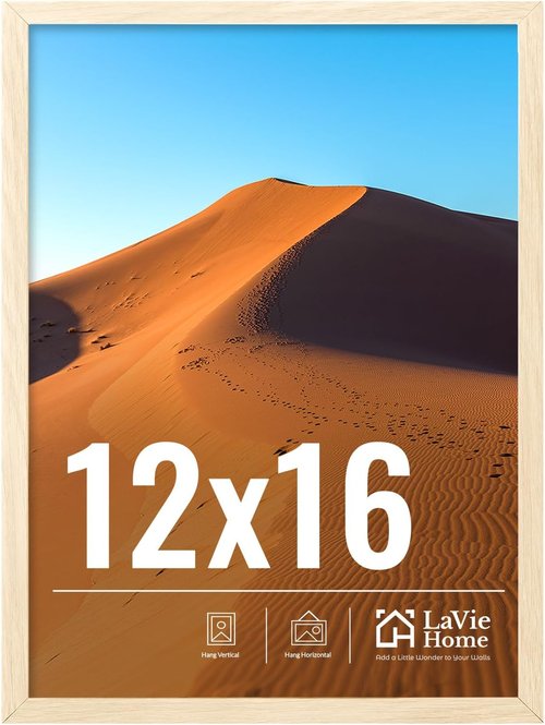 LaVie Home 12x16 Picture Frame - Classic Oak Design with HD Plexiglas | Vertical & Horizontal Display