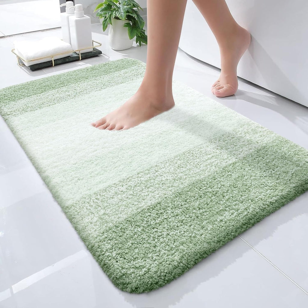 OLANLY Bathroom Rugs - Extra Soft Microfiber Mat with Rubber Backing | Quick Dry, Machine Washable, 24x16, Sage Green