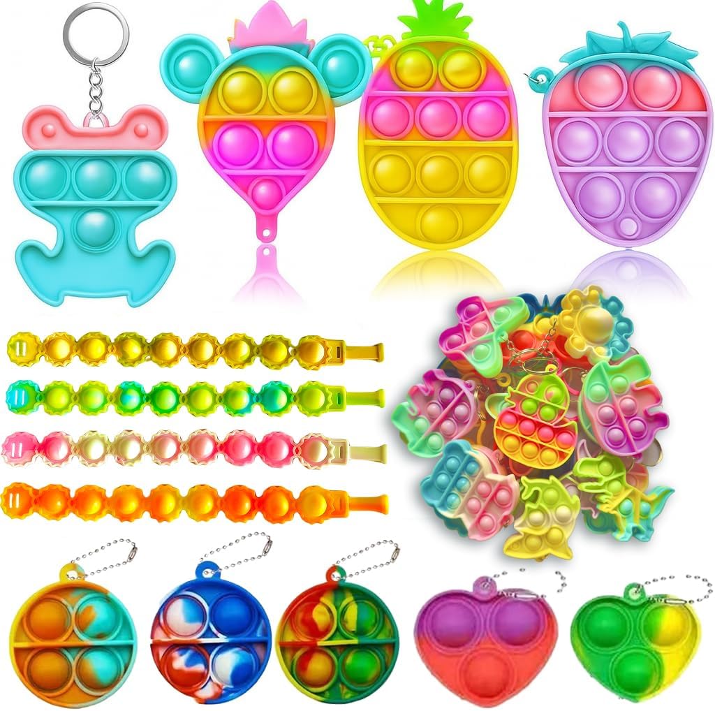 Skiennix Fidget Toys Pack - 125 Pcs Sensory Set with 65 Stickers for Kids & Adults | Perfect Party Favors