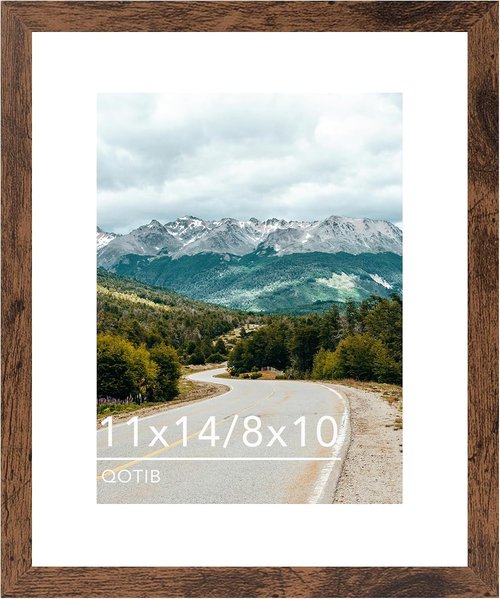 Deep Brown 11x14 Picture Frame by [Brand Name] - Display 8x10 with Mat or 11x14 Without Mat