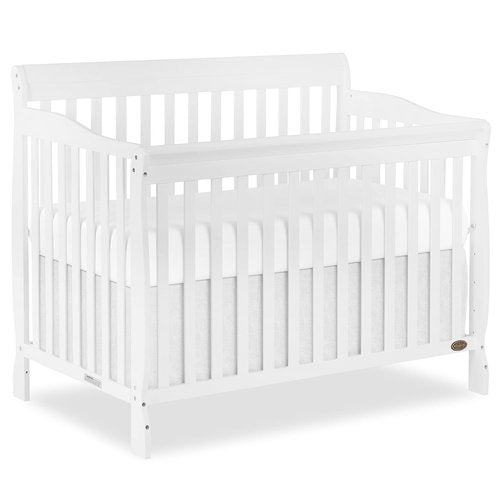 Dream On Me Ashton 4-in-1 Convertible Baby Crib - Full-Size, Sustainable Pinewood, White Finish