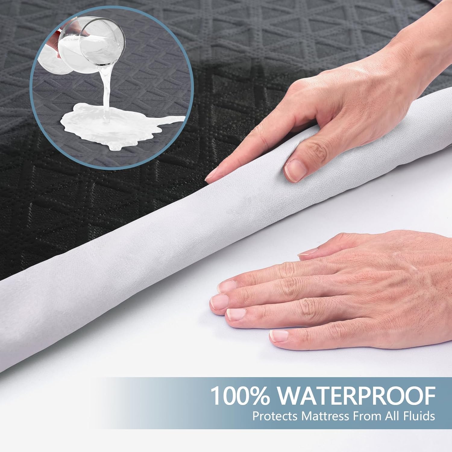 Regine Switzerland Premium Waterproof Mattress Protector - King Size, Breathable Cooling Bed Cover, Gray