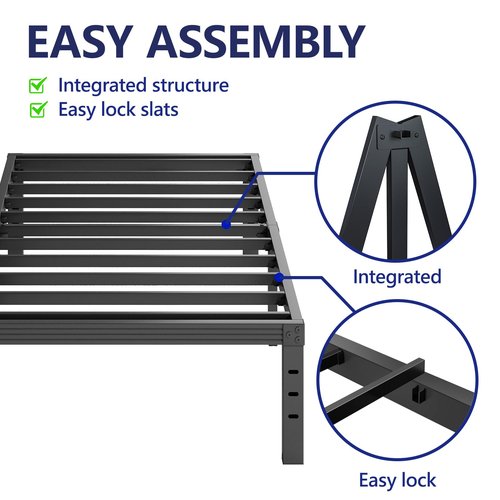 Furnitui 12 Inch High Platform Twin Bed Frame, Metal Bed Frame Twin No Box Spring Needed, Easy Assembly, Noise Free, Sturdy, Black