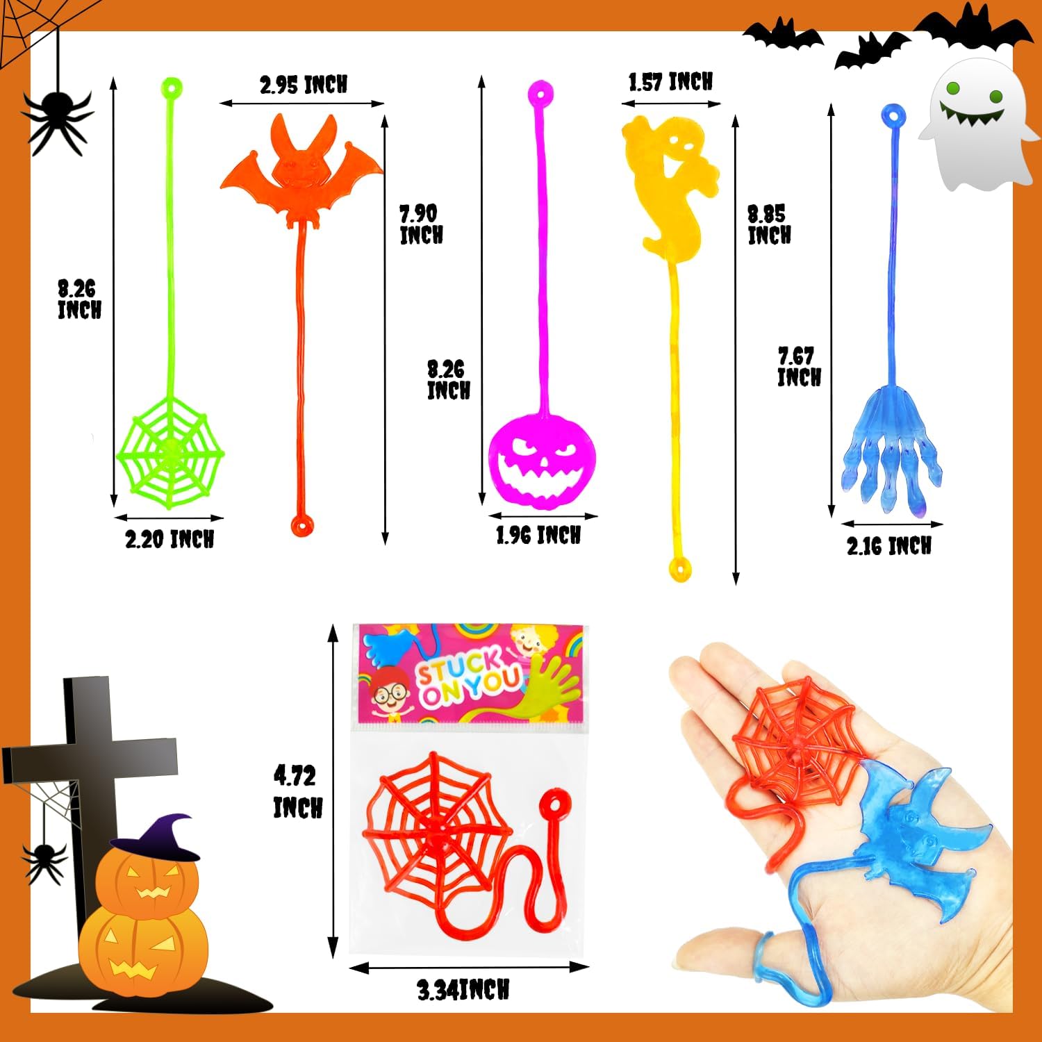 Skiennix Halloween Sticky Hands - Fun Party Favors for Kids | 100-300 Pcs for Boo Baskets & Treats