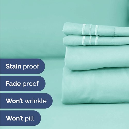 Comfy Twin Size 3 Piece Sheet Set by [Brand Name] - Breathable & Cooling Hotel Luxury Bedding - Ultra-Soft, Deep Pockets, Wrinkle-Free - Spa Blue