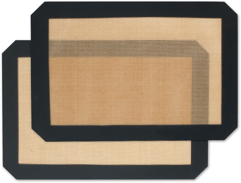 Silicone Baking Mat | 2-Pack Reusable Non-Stick Food Safe Mats for Cookies & Bread (11.8"L x 8.3"W)