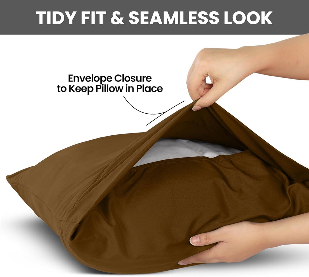 Utopia Bedding Standard Pillow Cases - Soft Brushed Microfiber - 2 Pack, Mocha | 20 X 26 Inches
