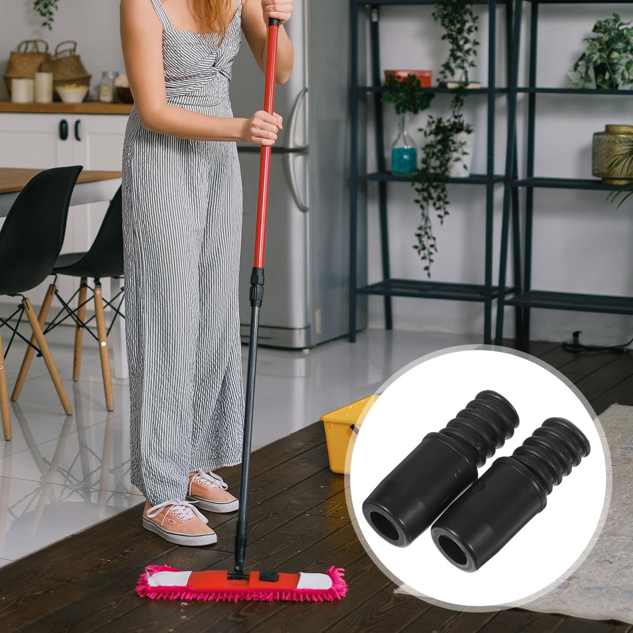 Uonlytech Threaded Broom Handle End Adapter - 2.16" x 0.78" Replacement Tips for Brooms & Mops | 2-Pack