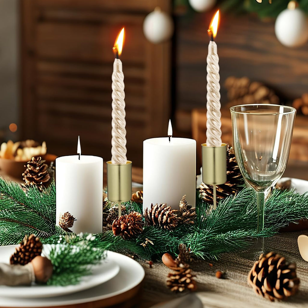 Veemoon Gold Candle Holders - 5PCS Iron Taper Insert Cups for Advent Wreath & Floral Centerpieces