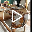 Farmhouse Thanksgiving Table Runner 13x72 Inch with Golden Leaves – Plaid Leaf Decor