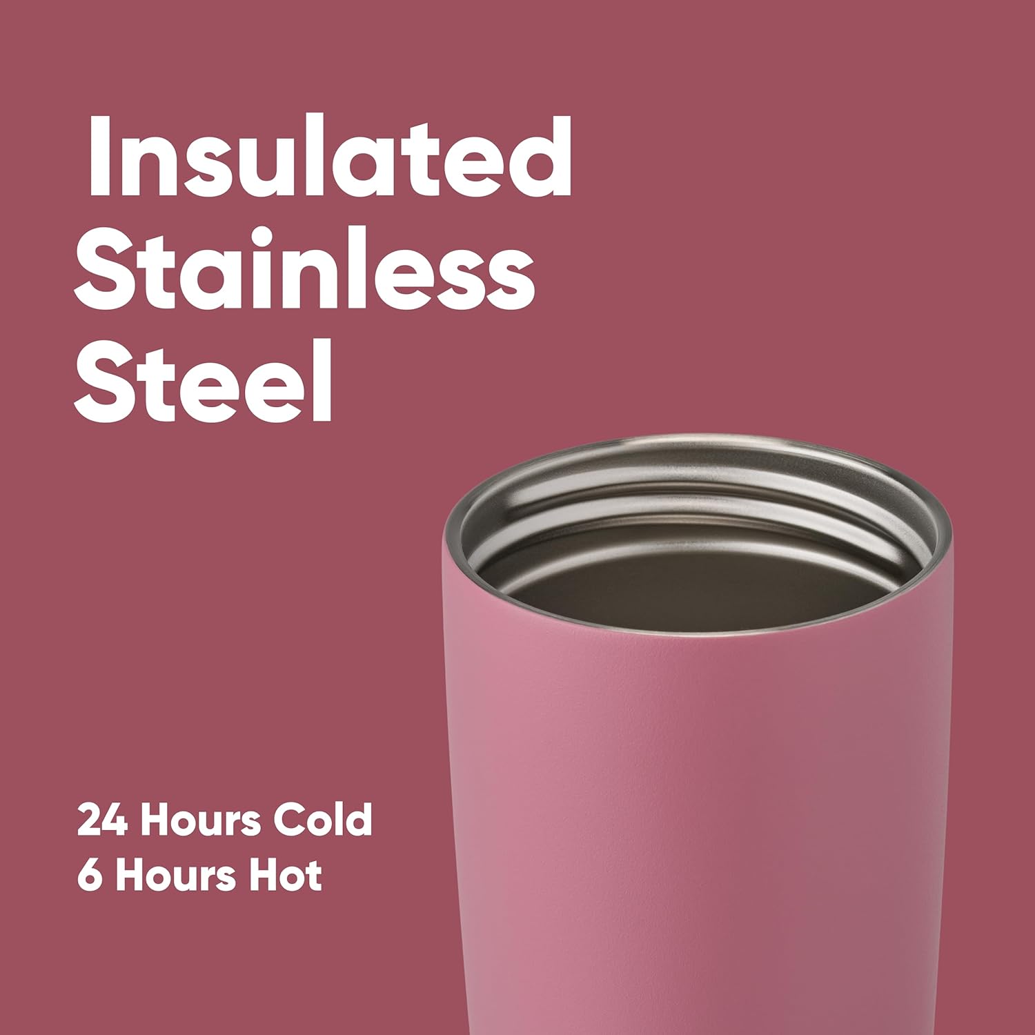 Owala SmoothSip 20 oz Insulated Stainless Steel Coffee Tumbler - Reusable Iced & Hot Coffee Mug, Purple/Pink (Crochet Queen)
