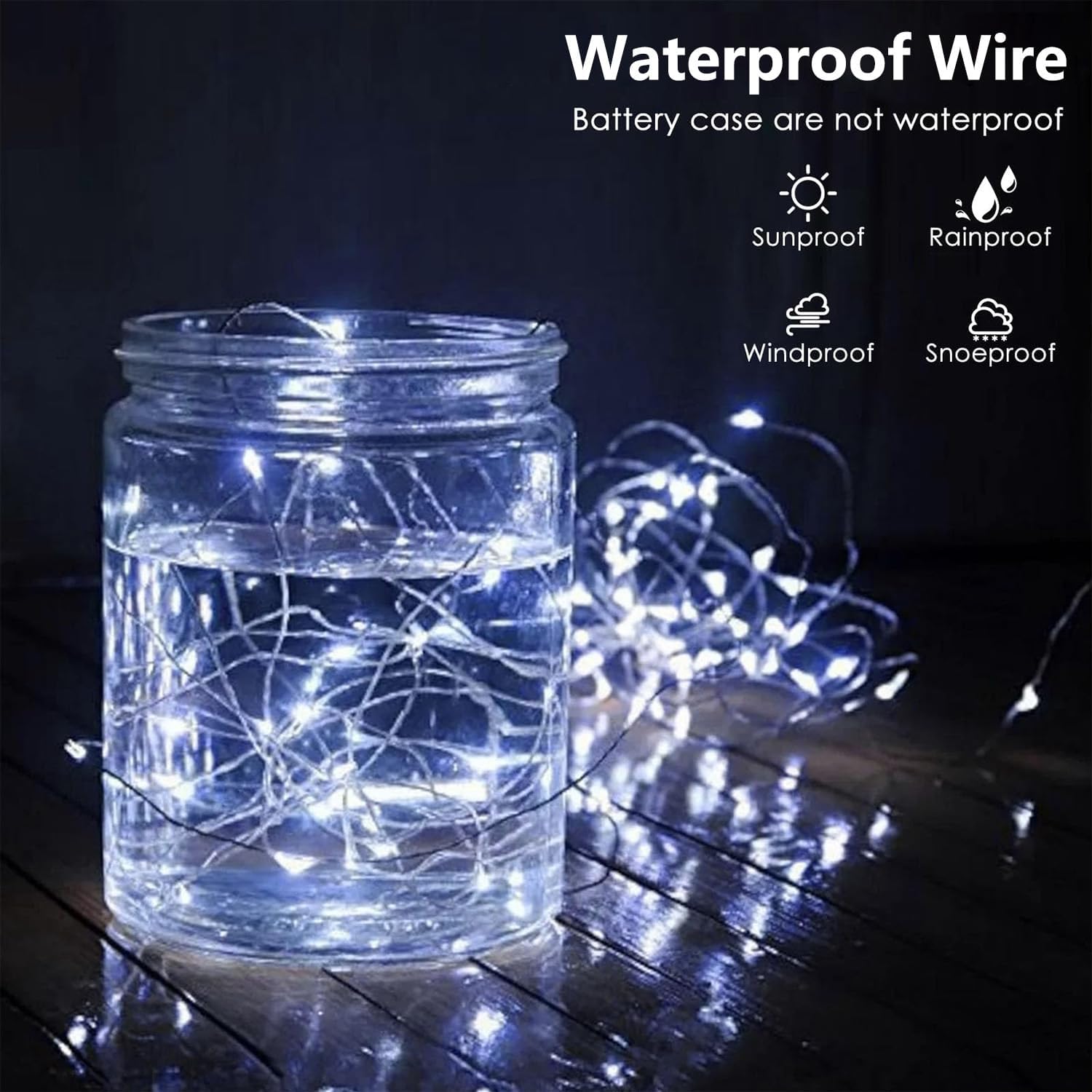 Skiennix 8-Pack Battery Operated Fairy Lights - Waterproof 16 FT 50 LED String Lights with Remote & Timer | Cool White Indoor/Outdoor Décor