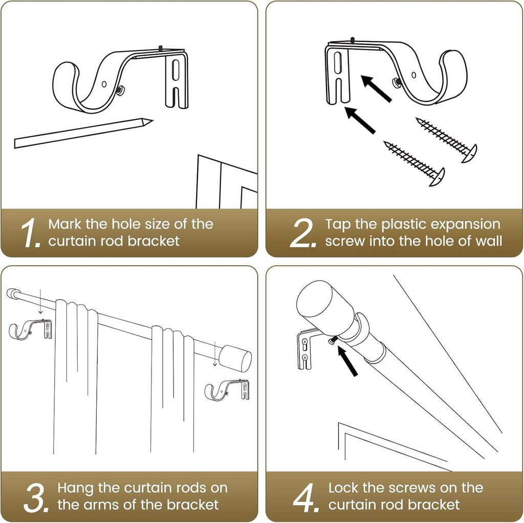 Skiennix Gold Curtain Rod - Heavy Duty Adjustable Telescopic Design | 30-60 Inch for Windows & Sliding Glass Doors