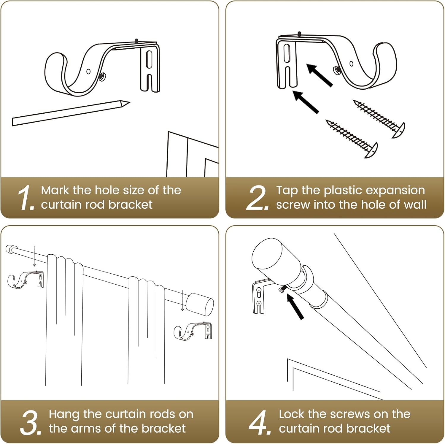 Skiennix Gold Curtain Rod - Heavy Duty Adjustable Telescopic Design | 30-60 Inch for Windows & Sliding Glass Doors