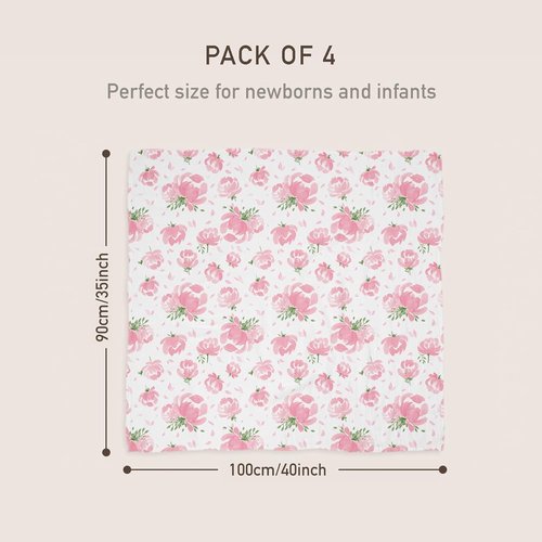 GLLQUEN Baby Muslin Swaddle Blankets - Soft & Breathable 4-Pack (35" x 40") | Perfect Newborn Gift