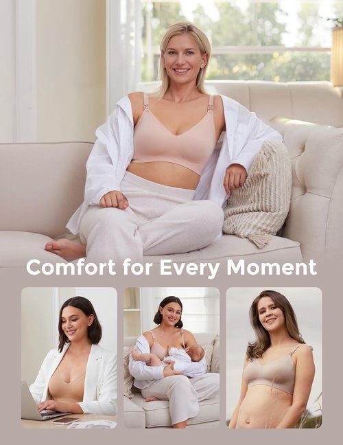 Momcozy Nursing Bra - YN21 Seamless Ultra Comfort Maternity Bra for Breastfeeding | Natural Shape, Sleep Bralette