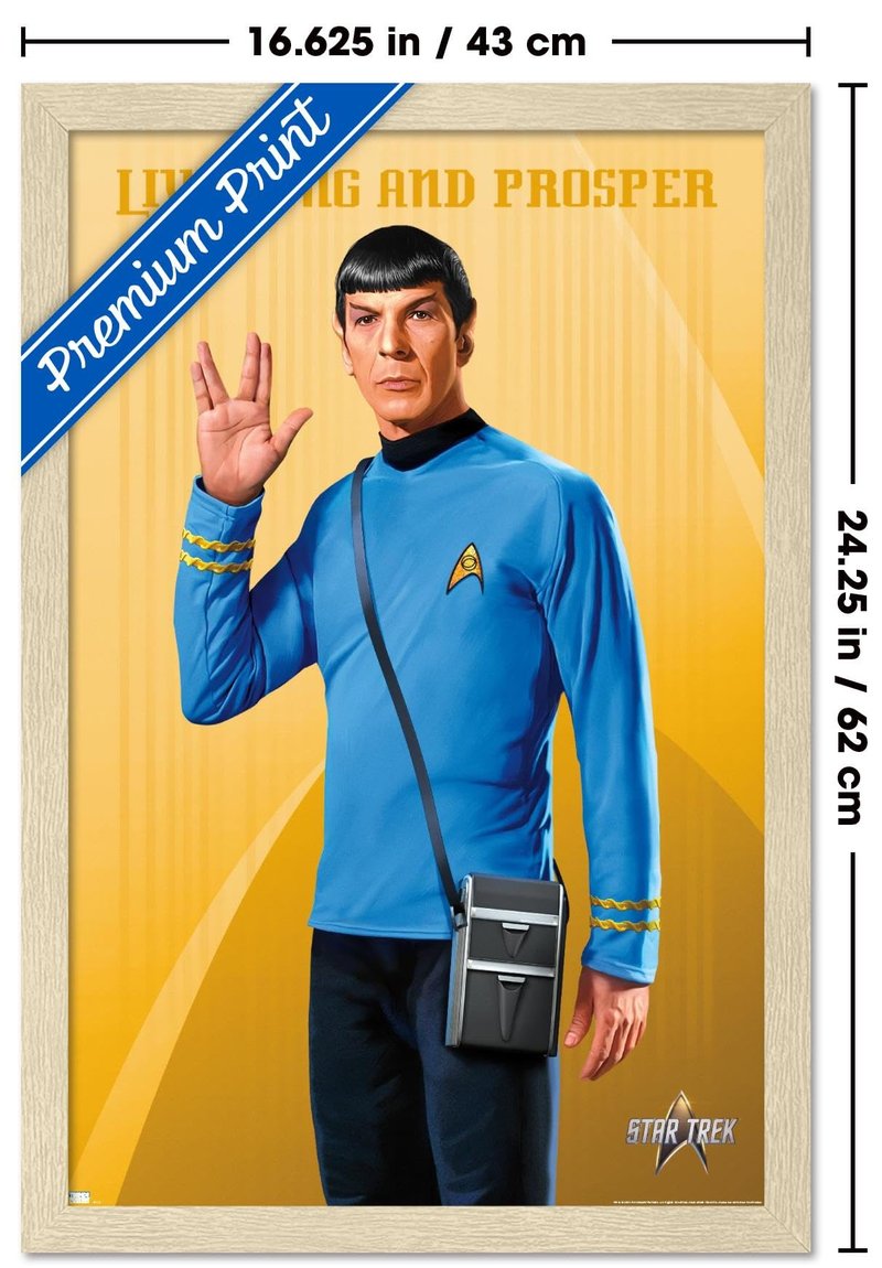 Star Trek: Universe - Spock, Live Long and Prosper Wall Poster, 22.4L" x 14.7W", Blonde Framed Version