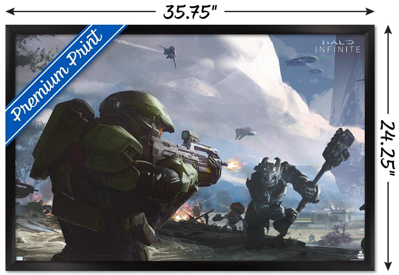 Halo Infinite - Master Chief Warzone Wall Poster, 34L x 22.4W, Black Framed Version