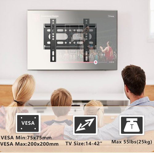 Fixed TV Wall Mount - Skiennix 14-42" Flat Screen Bracket | Easy Install, VESA Up to 200x200mm, 55lbs Max Load