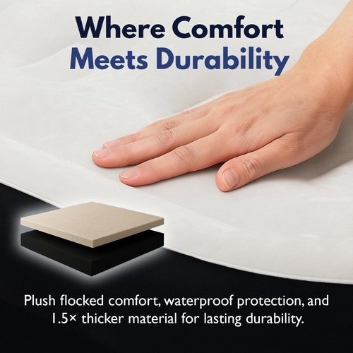 King Koil Queen Air Mattress - Luxury Pillow Top Design with Built-In Pump | Waterproof & Adjustable, 20" Size