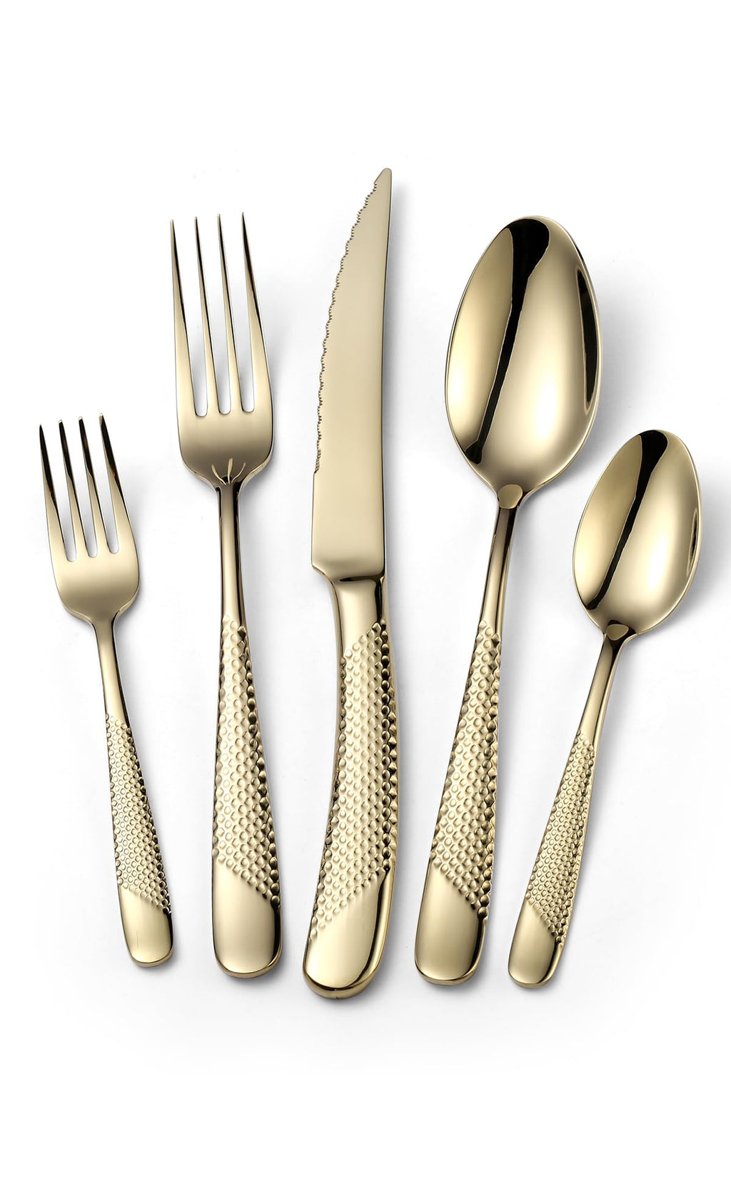 Champagne Gold Silverware Set, 20-Piece Stainless Steel Flatware Set with Steak Knives for 4, Food-Grade Tableware Cutlery Set, Utensil Sets for Home Restaurant, Mirror Finish, Dishwasher Safe