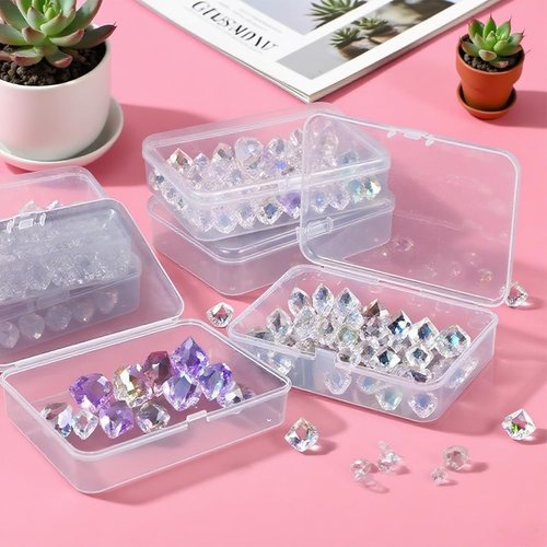 LECEHIVO Clear Plastic Bead Storage Containers - 40 Pcs with Lids & Stickers | 4.1 x 3 x 1 Inch