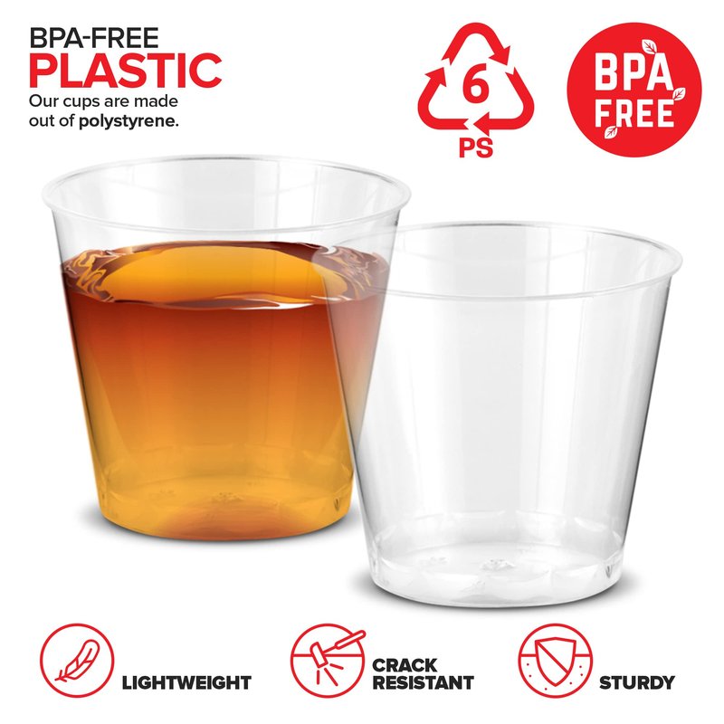 Stock Your Home 250 Pack Mini Plastic Shot Glasses (1oz) Clear Disposable Cups for Jello Shots, Wine Tasting, Liquor, Whiskey, Pudding, Sample Cup for Halloween and Elegant Parties