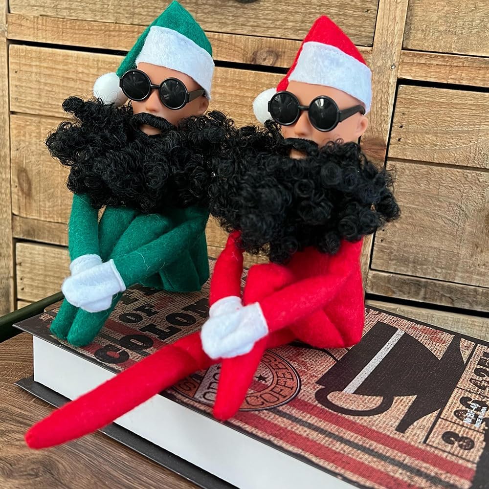 Skiennix Christmas Elf Doll Plush Toy - Handmade Funny Elf with Sunglasses | Green Holiday Gift