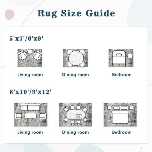 8x10 Washable Area Rug for Living Room: Modern Abstract Rugs Soft Non-Slip Low-Pile Indoor Floor Carpet for Bedroom, Dining Room, Nursery (BlueGreyBrown, 8'x10')