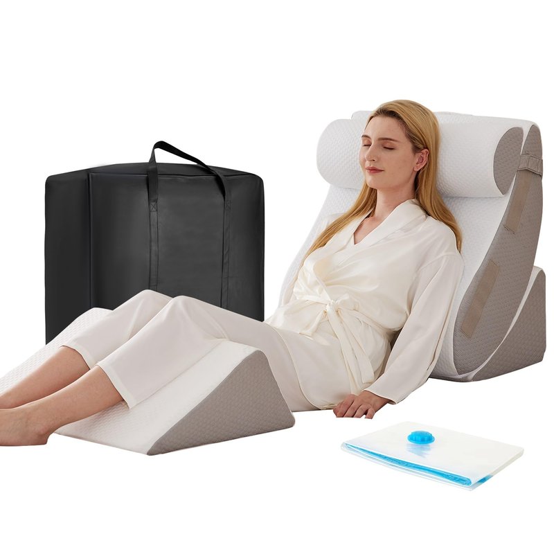 4PCS Wedge Pillow Set for After Surgery, Orthopedic Bed Wedge Pillow for Back Pain Relief, Sitting up in Bed,Recovery, Acid Reflux, Snoring, Body Pillow for Sleeping,Leg,Shoulder Support, Dark Grey