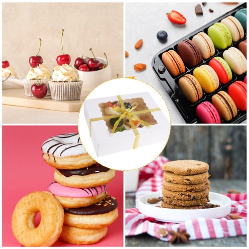WOPPLXY 24 PCS White Cupcake Boxes, 12 Count Cupcake Containers with Window and Insert, 12.7 x 9.8 x 3.7 Inch Cupcake Holder Easy Transport and Presentation Ideal for Cupcakes, Desserts, and More