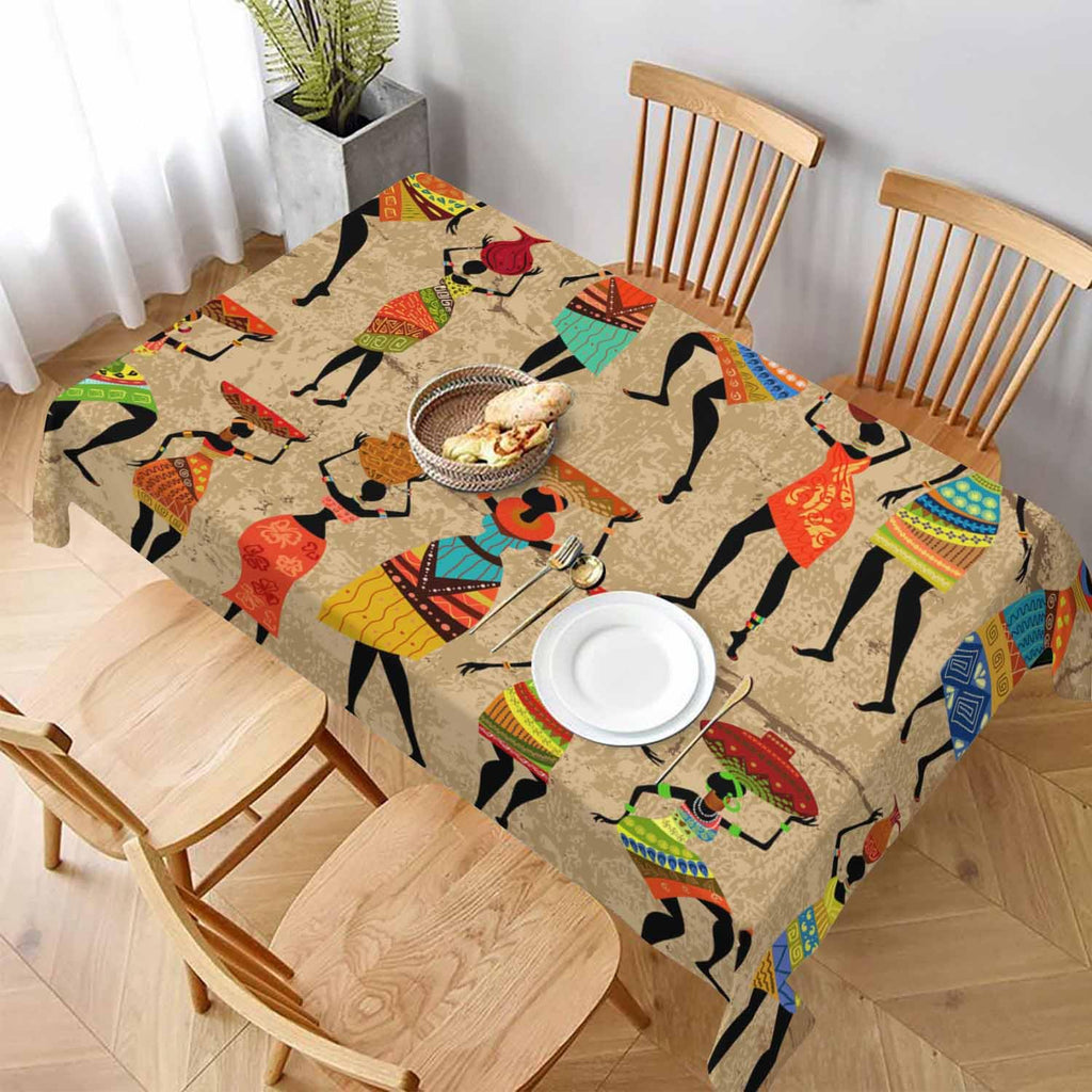 TKS MITLAN African Woman Tablecloth 60x84 Inch Rectangular Grunge African Woman Dancer Oblong Table Cloth Kitchen Table Decorations for Home Dinner Party