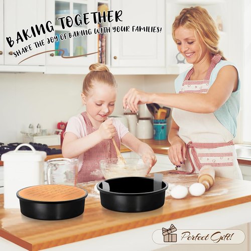 AIVIKI Nonstick 8-Inch Round Cake Pan Set - 3 Baking Tins with 100 Parchment Paper Sheets | Oven & Dishwasher Safe