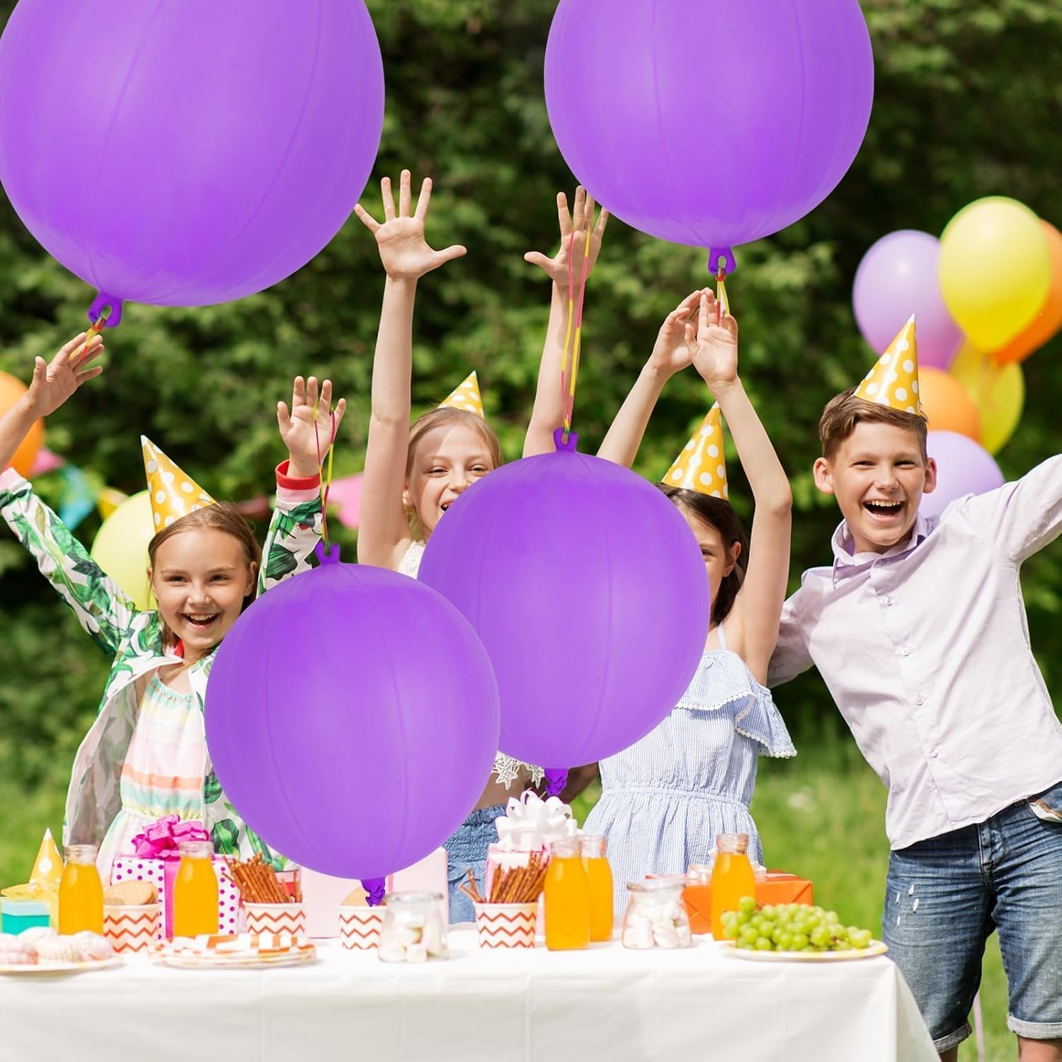 Purple Punch Balloons by [Brand Name] - 36 Pcs with Rubber Band Handle for Easy Grip | Perfect for Kids’ Birthday Parties