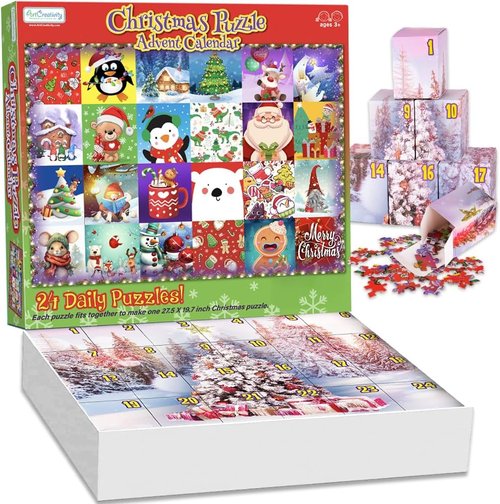 ArtCreativity Advent Calendar Puzzle 2025 | 1000-Piece Jigsaw with 24-Day Countdown for Kids