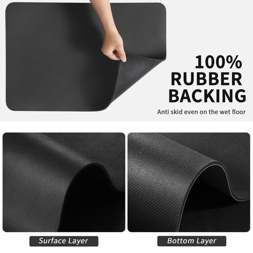 HotLive Dish Drying Mat for Kitchen Counter, Heat Resistant Drainer Mats with Non-slip Rubber Backed, Hide Stain Kitchen Super Absorbent Draining Mat, Easy to Clean Dish Rack Pad, Black 18"x28"