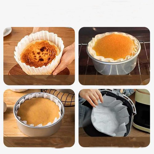 50pcs Disposable Basques Cake Paper Parchment Liners Cake Pan Liners Wrappers Oilproof Wrap Paper for Baking Cakes,Cheesecake,Oven, Air Fryer, 6 Inch