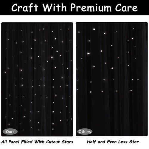 Kinryb Kids Blackout Curtains Short Window Curtains Mix and Match Curtain Decorative Drapes for Nursery Thermal Insulated Drape for Living Room/Kitchen 42" W x 45" L Black Set of 2