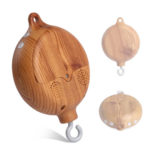HI BABY MONMENT Baby Crib Mobile Music Box, Rotary Mobile Motor with Rotating Hook, Imitation Wood Spinner, 12 Lullabies, Battery Operated & Volume Adjustable, Newborn
