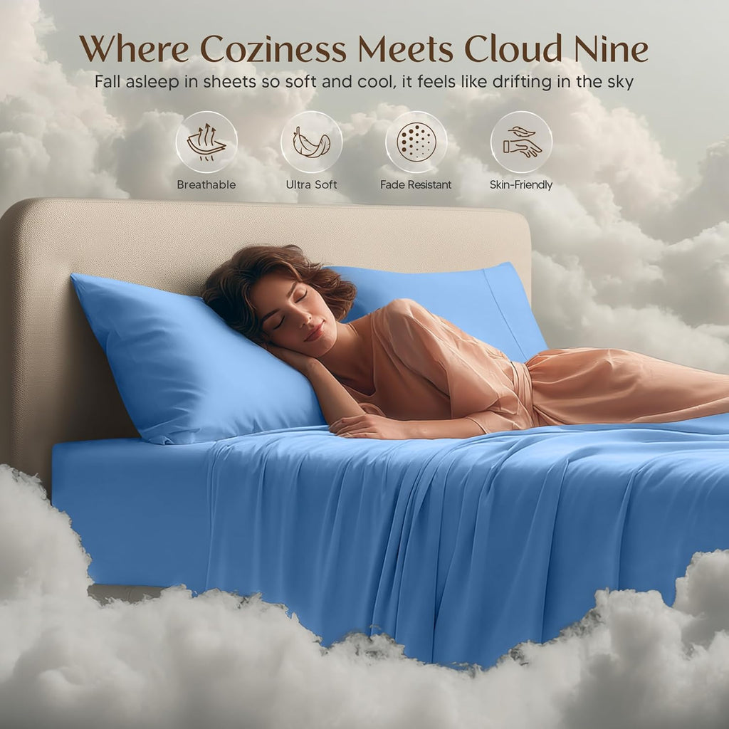 Utopia Bedding Queen Size Sheet Set - Soft, Breathable Microfiber | 4-Piece in Dutch Blue