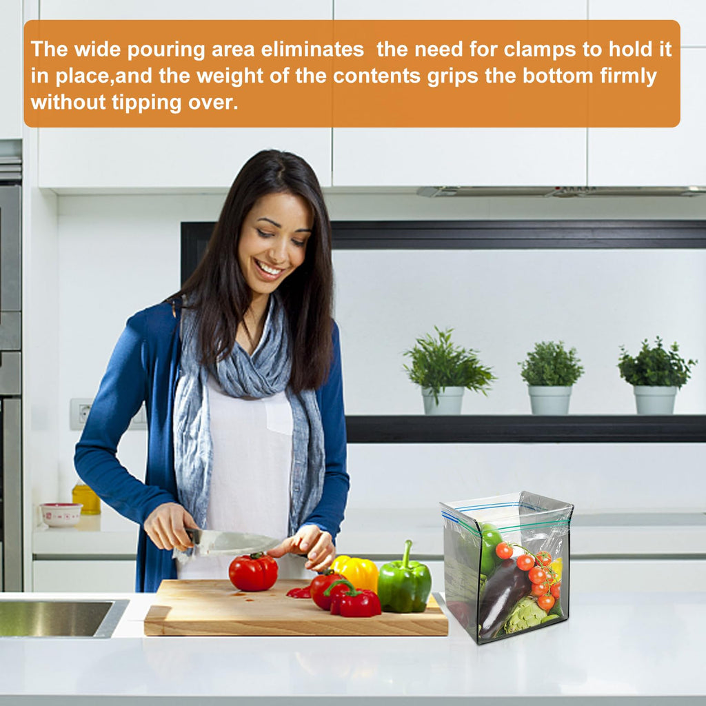 EYUNSTAR Ziplock Bag Holder, 2 Pack Acrylic Baggy Rack Holder for Food Prep, Freezer & Sandwich Bags, Hands-Free Food Storage, Gray