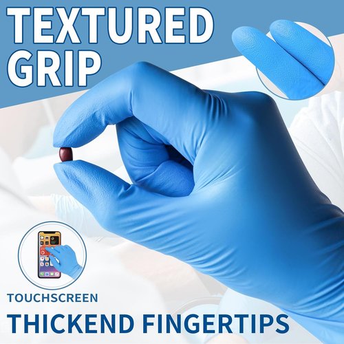 FINITEX Blue Nitrile Exam Gloves - 200 PCS, 3.5mil, Powder-Free, Latex-Free for Medical & Food Use