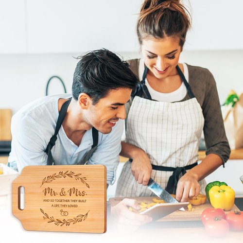 Milcier Wedding Gifts for Couple 2025, Mr and Mrs Wedding Cutting Board, Engagement Bridal Shower Marriage Gifts for Newlyweds, Couples, Bride to Be