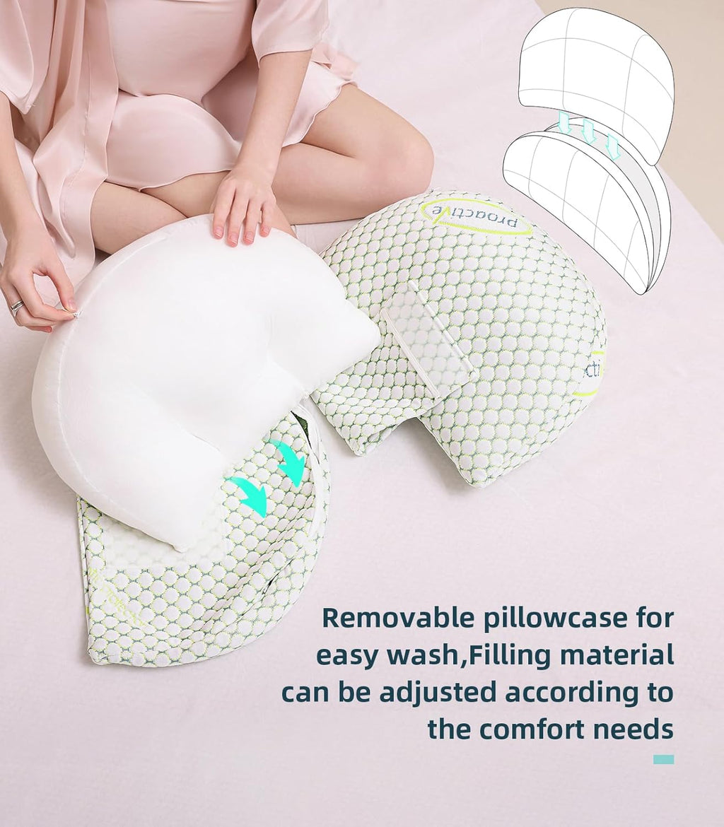 Oternal Pregnancy Pillow - Comfortable Maternity Support for Side Sleepers | Adjustable Cover, Back & Belly Relief