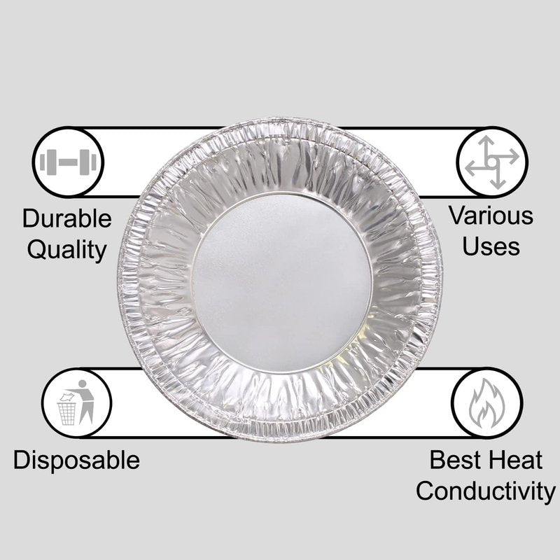 PARTY BARGAINS 12oz Aluminum Pie Pans - 50 Pack, 6-inch Disposable Round Mini Pie Pans for Pies, Tarts, Quiche (Max 240°C)